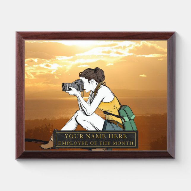 Custom Employee Award Plaque for Monthly Honors (Horizontal)