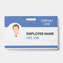 Custom Employee Badge Photo, Bar Code, Logo, Name
