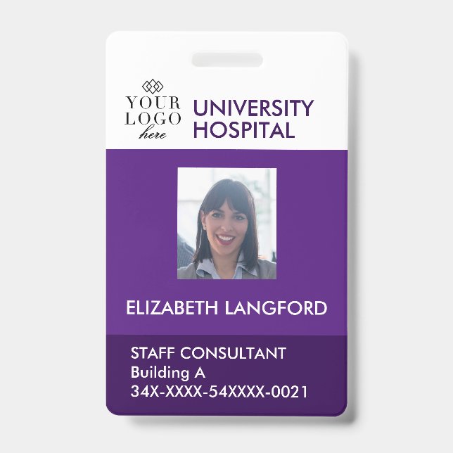 Custom Employee Badge | Photo, Logo and Color (Front)