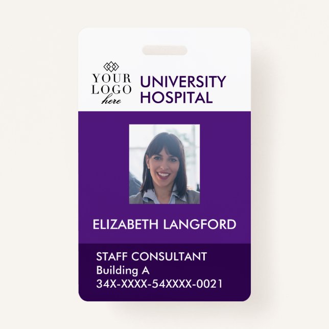 Custom Employee Badge | Photo, Logo and Color (Front)