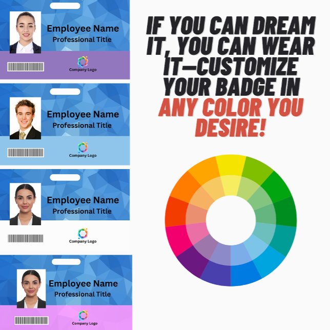 Custom Employee Badge with Photo, Barcode, Logo, (Personalized Name Badges & Professional ID Solutions, Customised Name Badges For Any Profession )