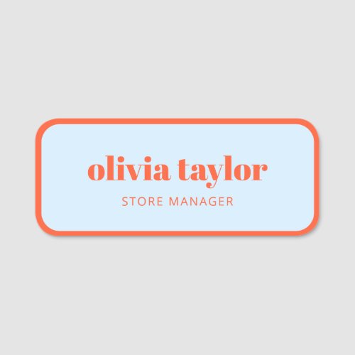 Custom Employee Business Persimmon Blue Staff Cute Name Tag