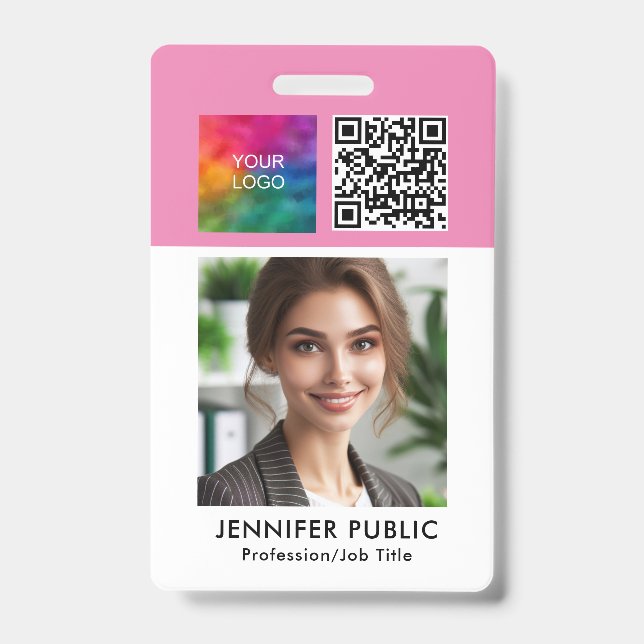 Custom Employee Company QR Code Logo Template Badge (Front)