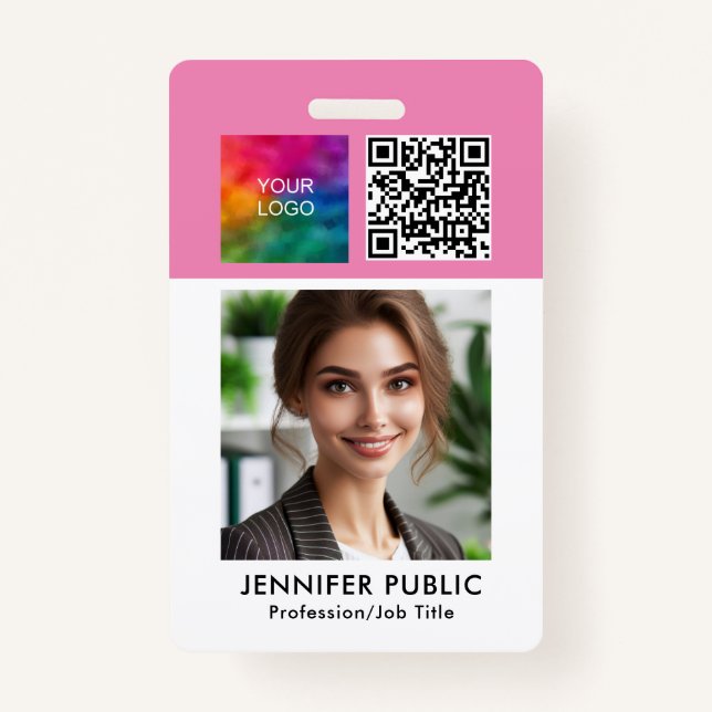 Custom Employee Company QR Code Logo Template Badge (Front)