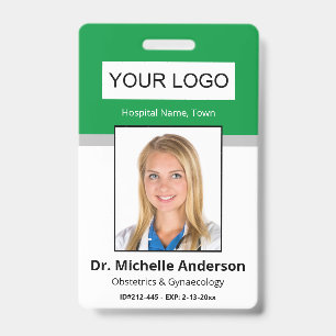 Custom Employee Green Doctor Photo Identity Badge