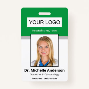 Custom Employee Green Doctor Photo Identity Badge