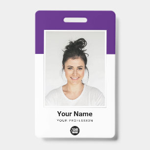 Custom Employee huge Photo Qr Bar Code Logo Name Badge