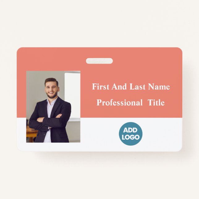 Custom Employee ID Badge - Name, Photo, Barcode  (Front)