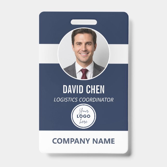 Custom Employee ID Badge with Photo and Logo (Front)