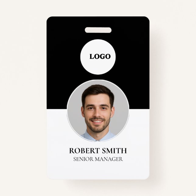 Custom Employee ID Badge with Photo & Barcode (Front)