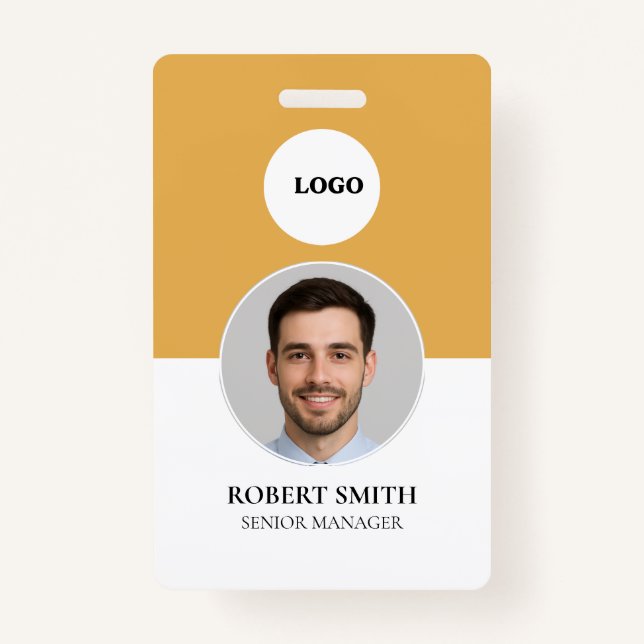 Custom Employee ID Badge with Photo & Barcode (Front)