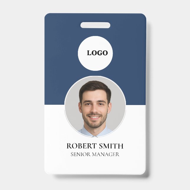 Custom Employee ID Badge with Photo & Barcode (Front)