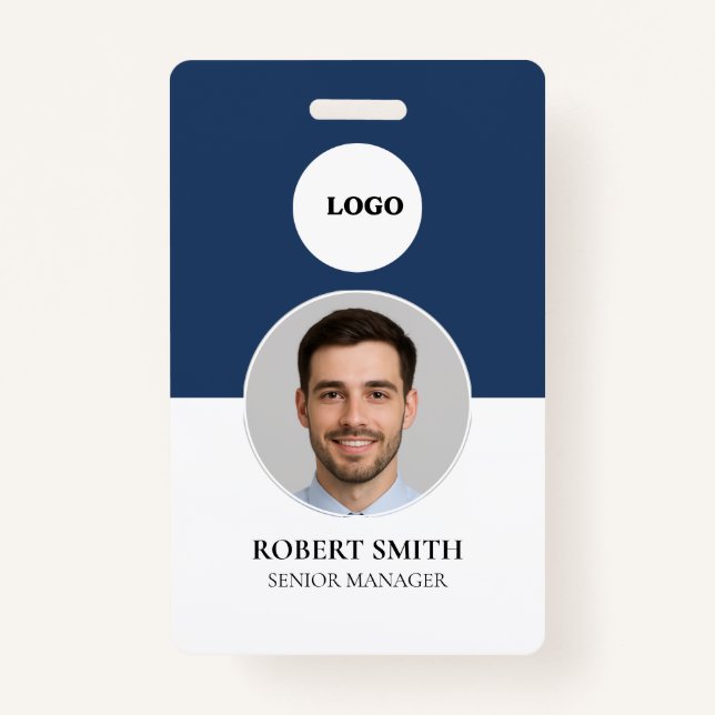 Custom Employee ID Badge with Photo & Barcode (Front)