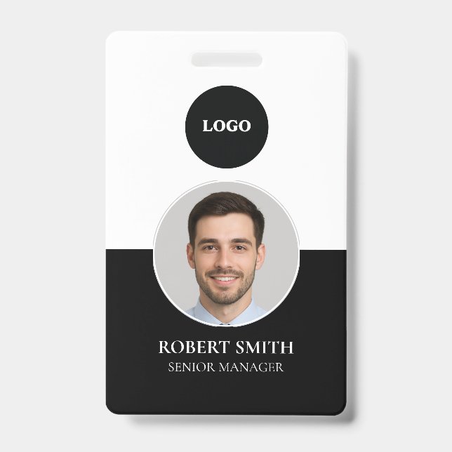 Custom Employee ID Badge with Photo & Barcode (Front)