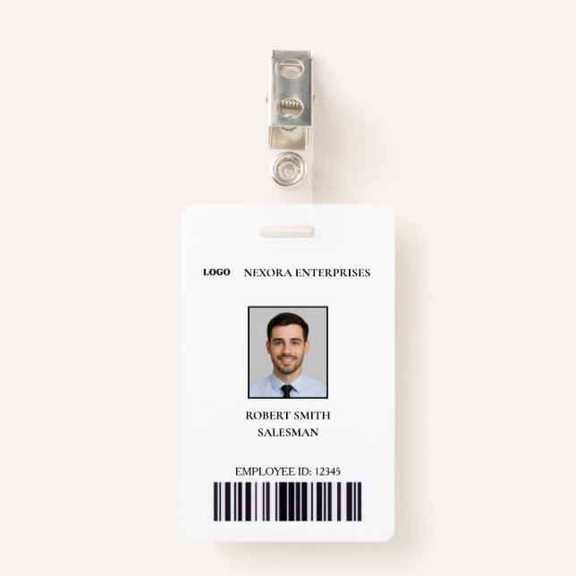 Custom Employee ID Card | COMPANY NAME Badge (Front with Clip)