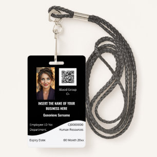 CUSTOM employee ID card editable black white Badge