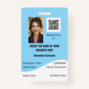 CUSTOM employee ID card editable blue white Badge