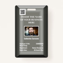 Custom employee ID card | Photo logo silver gray