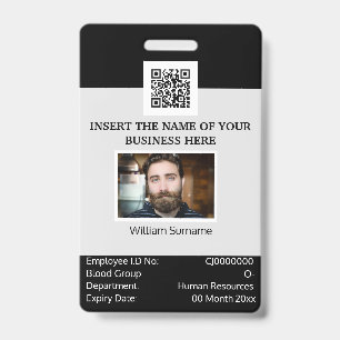 CUSTOM employee ID card template dual sided gray Badge