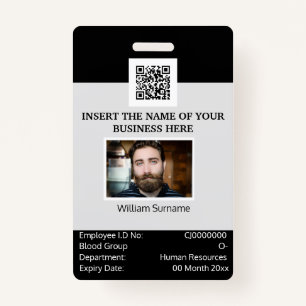 CUSTOM employee ID card template dual sided gray Badge