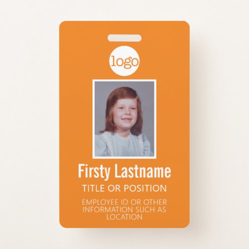 Custom Employee ID _ Photo Bar Code Logo Name Badge