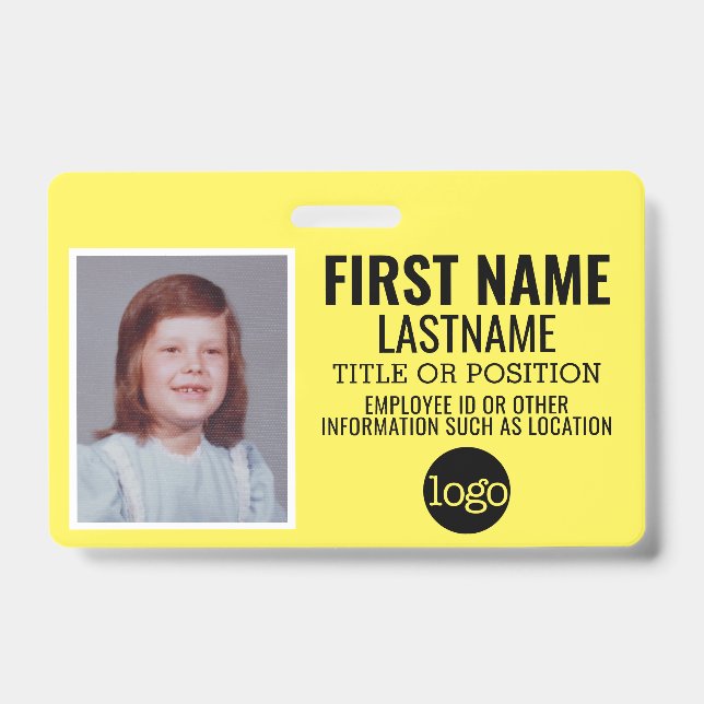 Custom Employee ID - Photo, Bar Code, Logo, Name Badge (Front)