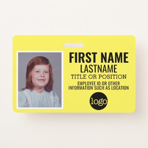 Custom Employee ID _ Photo Bar Code Logo Name Badge