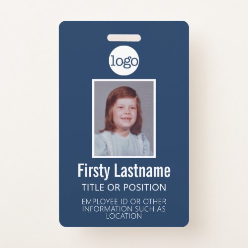 Custom Employee ID _ Photo Bar Code Logo Name Badge