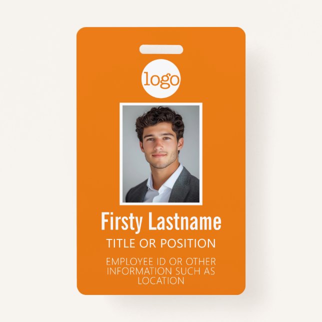 Custom Employee ID - Photo, Bar Code, Logo, Name Badge (Front)