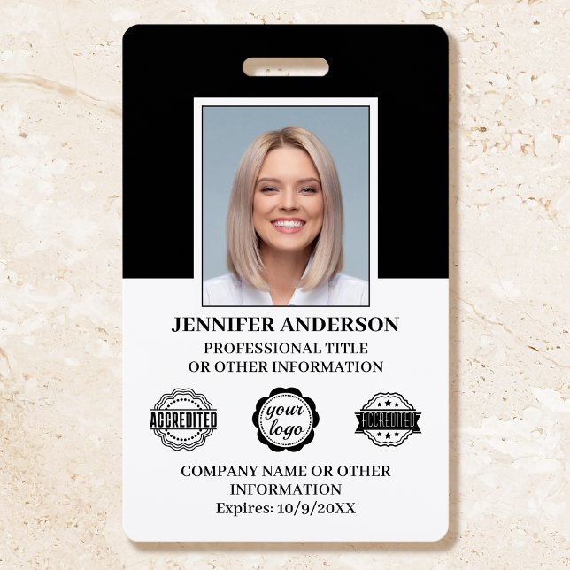 Custom Employee ID Photo Logo Modern Black Badge (Creator Uploaded)