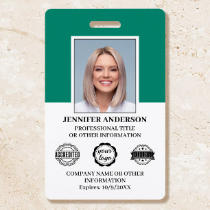 Custom Employee ID Photo Logo Modern Green Badge