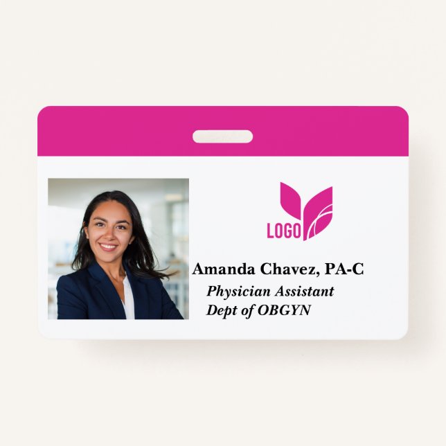 Custom Employee ID Photo Name Badge (Front)