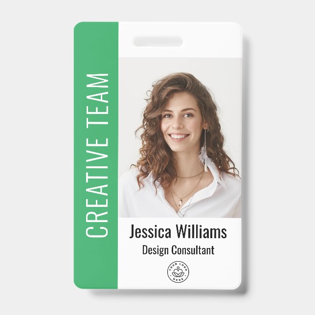 Custom Employee Large Photo, BarCode, Logo, Name Badge (Front)