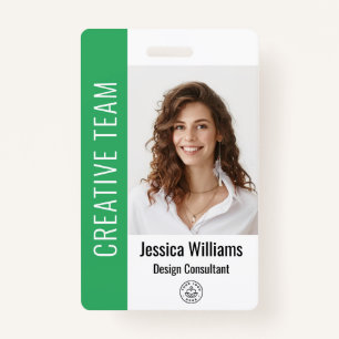 Custom Employee Large Photo, BarCode, Logo, Name Badge