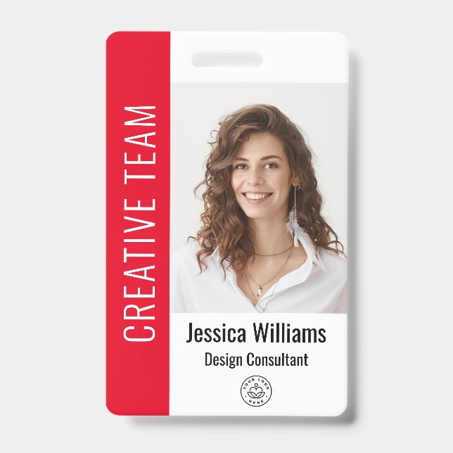 Custom Employee Large Photo, BarCode, Logo, Name   Badge (Front)