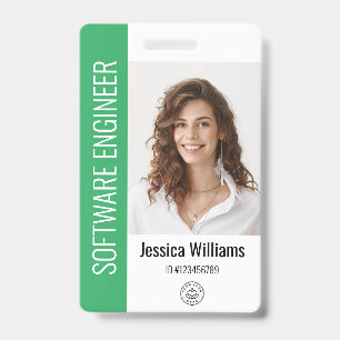 Custom Employee Large Photo, BarCode, Logo, Name Badge