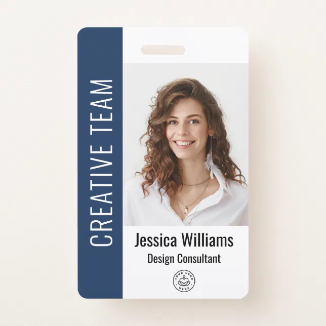 Custom Employee Large Photo, BarCode, Logo, Name Badge | Zazzle