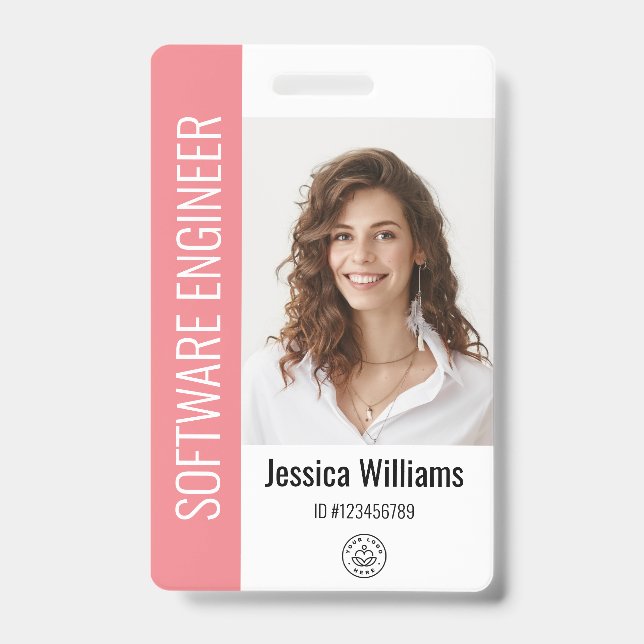 Custom Employee Large Photo, BarCode, Logo, Name Badge (Front)