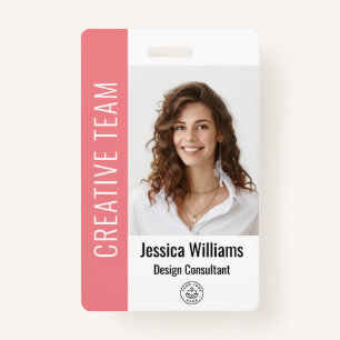 Custom Employee Large Photo, BarCode, Logo, Name  Badge