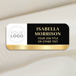 Custom Employee Logo Black Gold Magnetic or Pin Name Tag