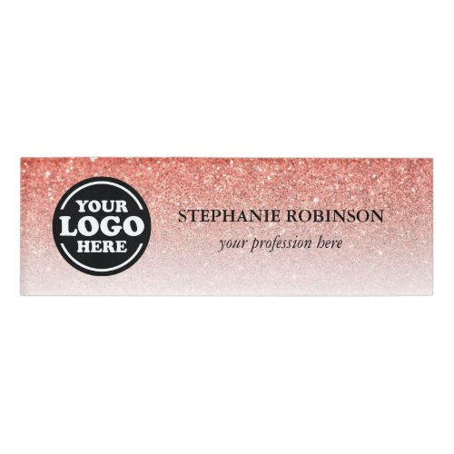 Custom Employee Logo Name Badge  Pink Glitter