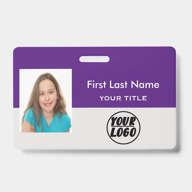 Custom Employee Logo & Photo & Bar Code name  Badge (Front)