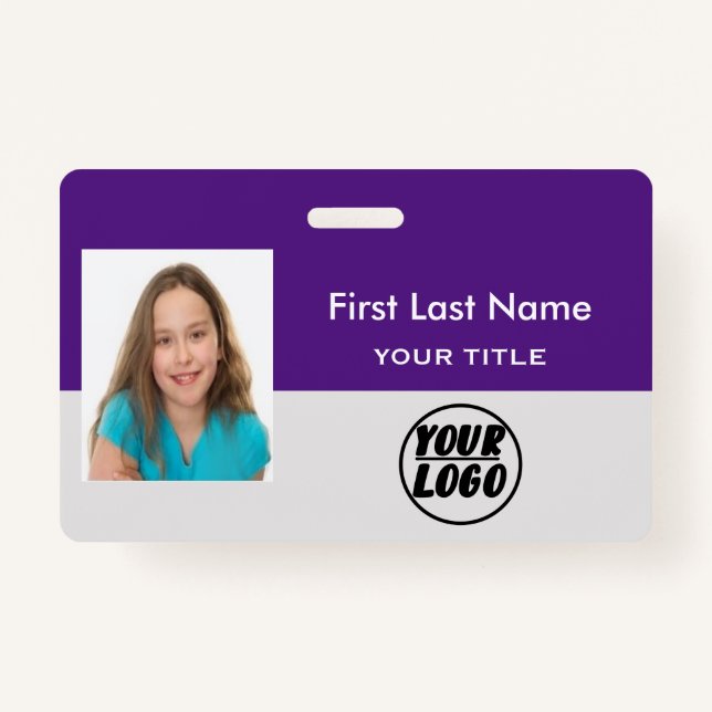 Custom Employee Logo & Photo & Bar Code name  Badge (Front)