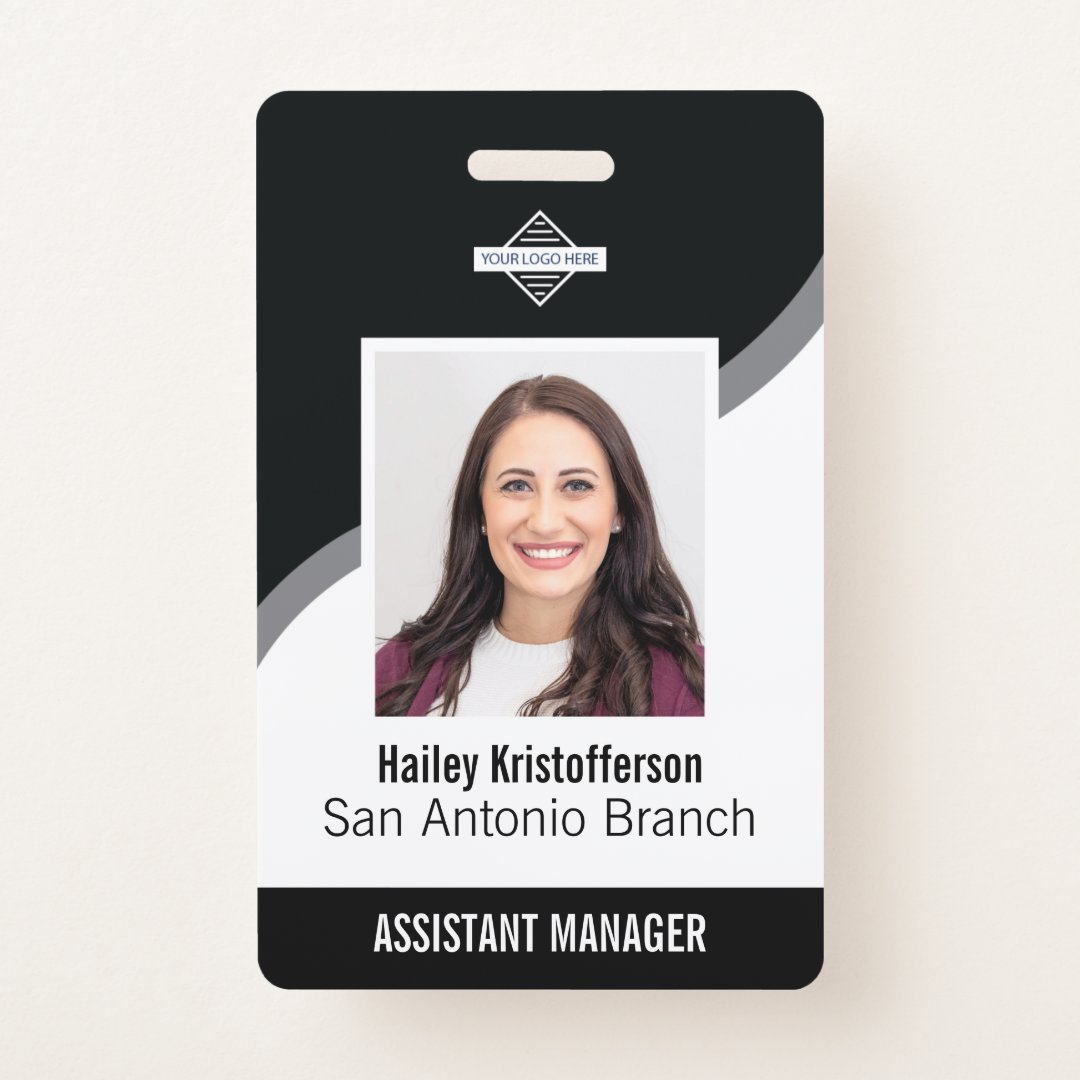 Custom Employee Logo Photo ID Name Badge | Zazzle