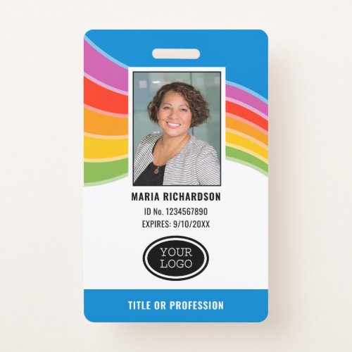 Custom Employee Logo Photo Rainbow Badge