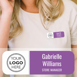 Custom Employee Magnetic Name Tag Logo Purple