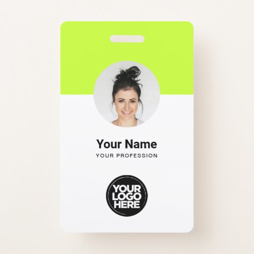 Custom Employee Modern ID Card Acid Green QR Badge