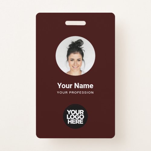 Custom Employee Modern ID Card Brown QR Badge