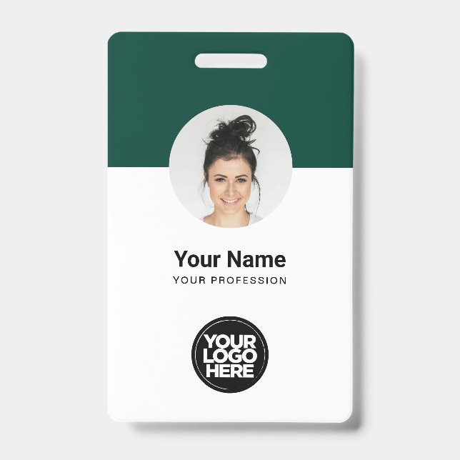 Custom Employee Modern ID Card Green QR Badge (Front)