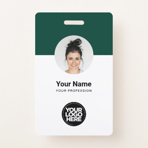 Custom Employee Modern ID Card Green QR Badge